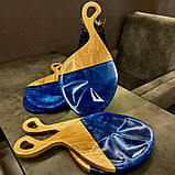 Дошка для подачі сиру та вина з дерева та епоксидної смоли 47*25 см, фото 7