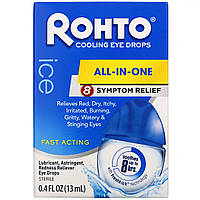 Охолоджуючі очні краплі, лід, All-In-One, Cooling Eye Drops, Ice, All-In-One, Rohto, 0,4 рідкої унції (13 мл)