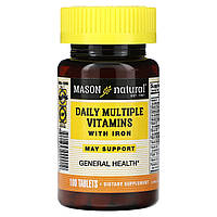 Мультивітаміни із залізом Mason Natural (Daily Multiple Vitamins With Iron) 100 таблеток