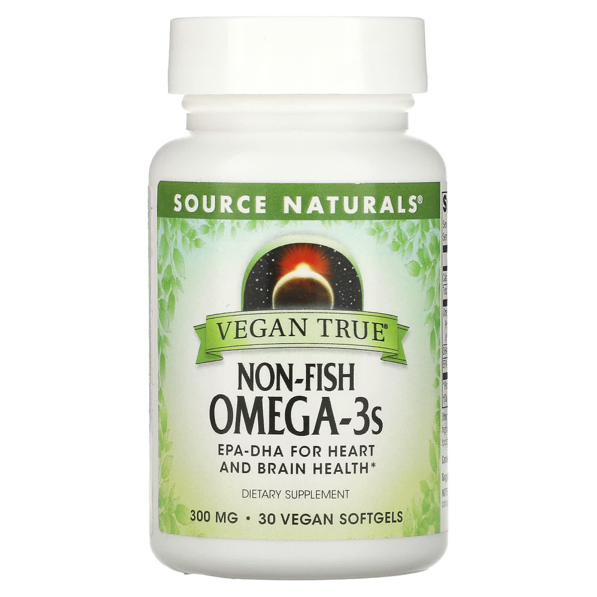 Омега-3с, не рибного походження, Vegan True, Non-Fish Omega-3s, Source Naturals, 300 мг, 30 веганських капсул