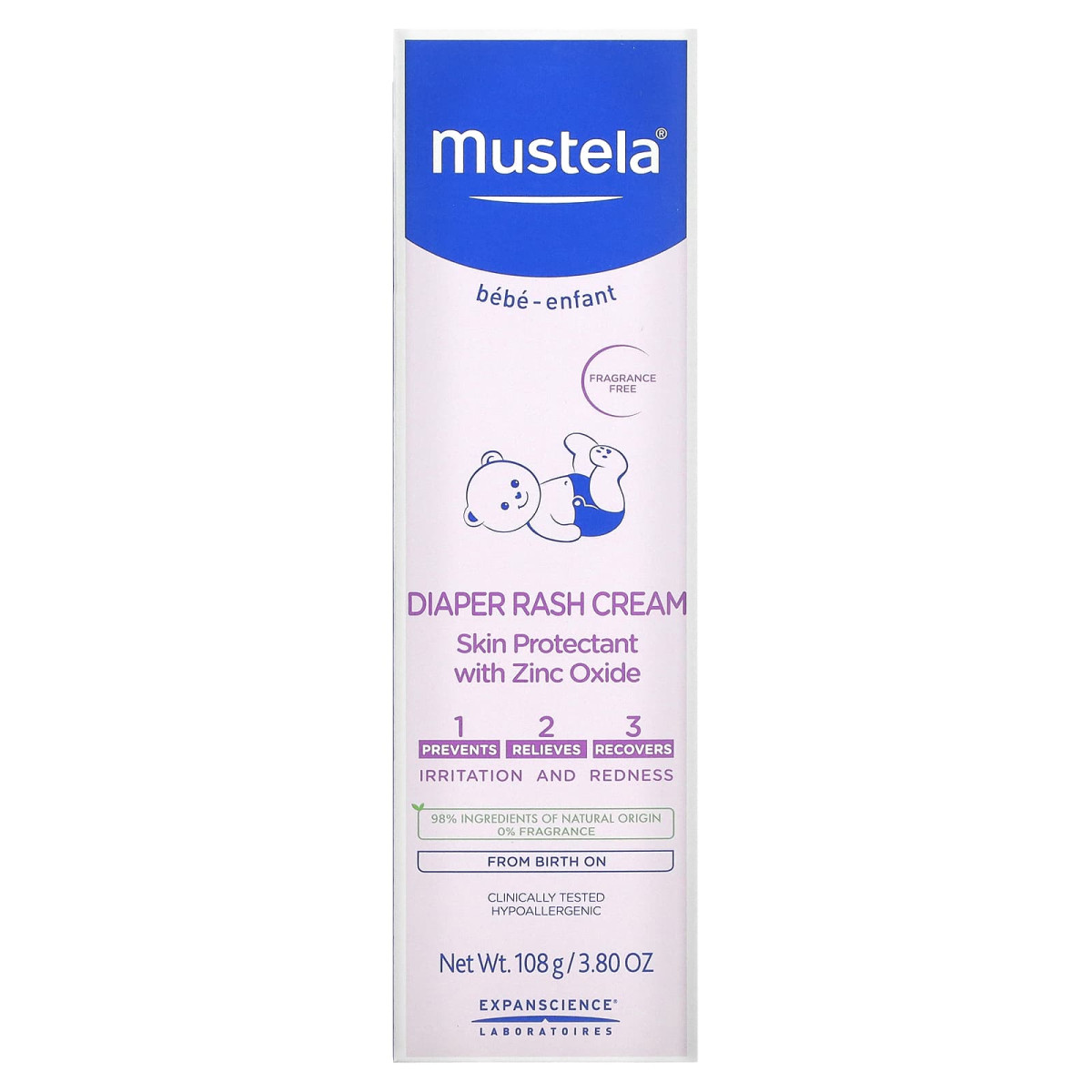 Крем від опрілостей 1-2-3, Mustela, 3,8 унції (100 мл)