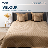 Покривало ТЕП "VELOUR" 150*210 см золотий беж/ромб круглий