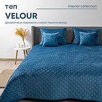 Покривало ТЕП "VELOUR" 150*210 см синій/ромб круглий