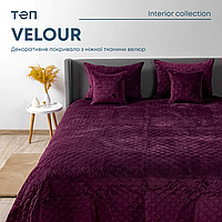 Покривало ТЕП "VELOUR" 150*210 см бордовий/ромб круглий