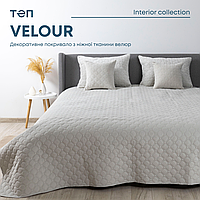 Покривало ТЕП "VELOUR" 150*210 см світло-сірий/ромб круглий