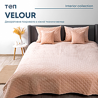 Покривало ТЕП "VELOUR" 150*210 см пудровий/ромб круглий