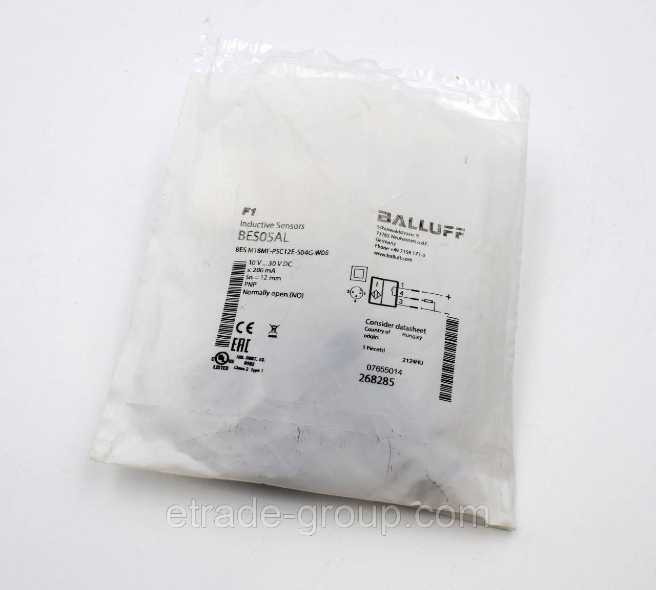 Індуктивний датчик BALLUFF BES_M18ME-PSC12E-S04G-W08 (BES05AL)