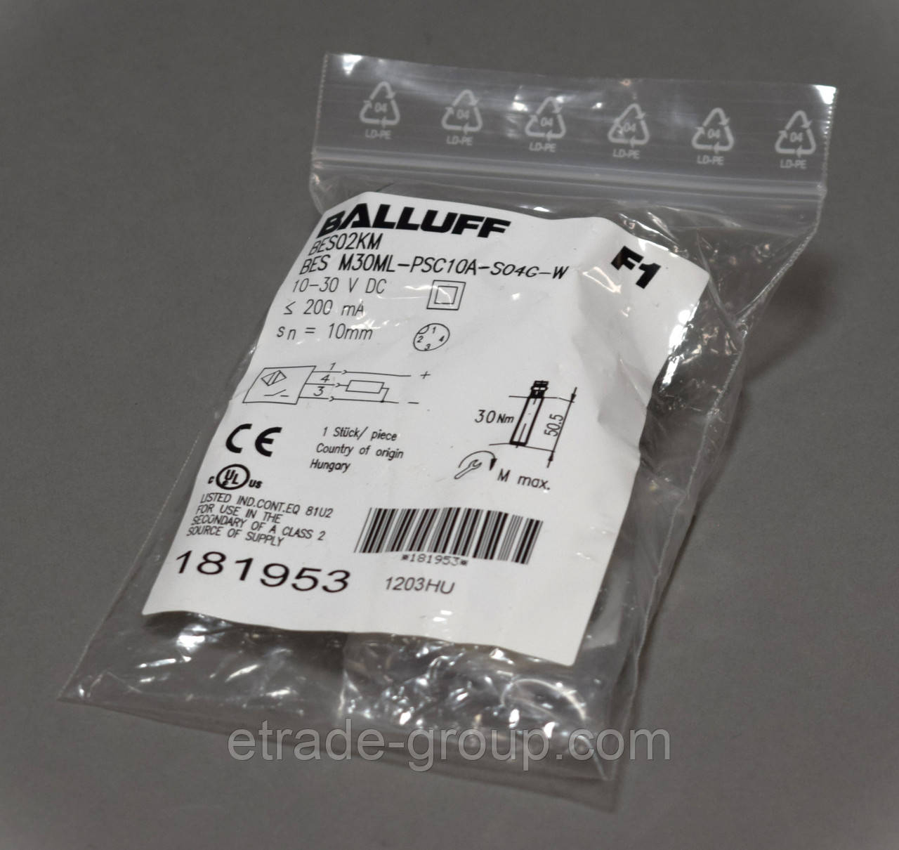 Індуктивний датчик BALLUFF BES_M30ML-PSC10A-S04G-W (BES02KM)