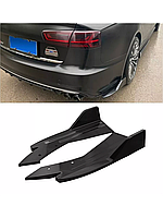 Дифузори накладки на задній бампер (splitter, універсальні) Чорний глянець 2шт