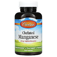 Марганець Carlson Labs (Chelated Manganese) 20 мг 250 таблеток