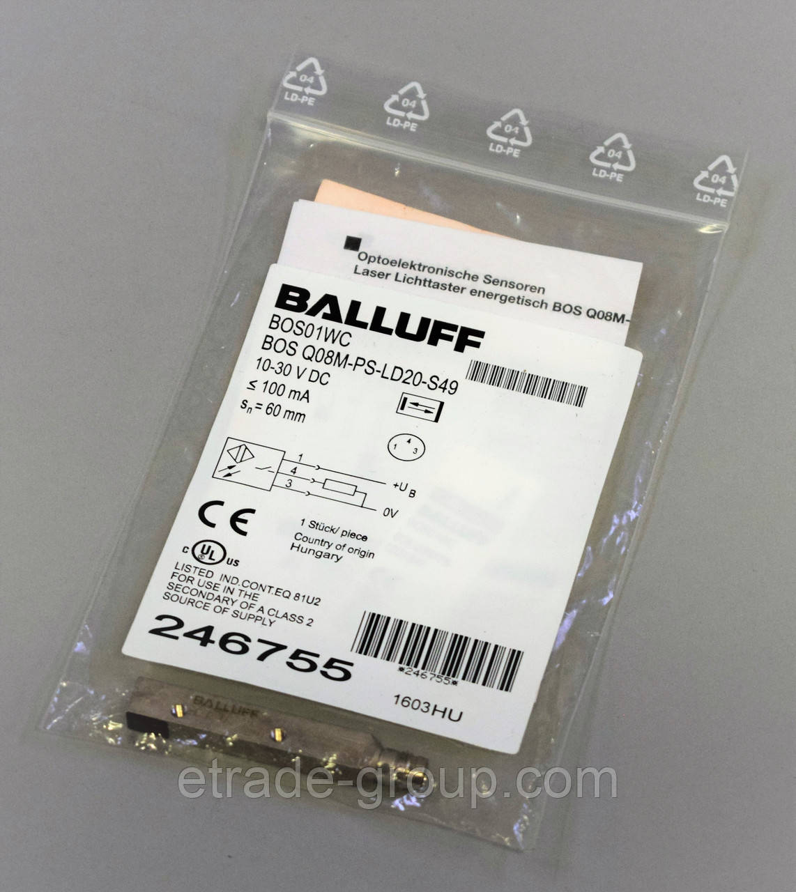 Оптоелектронний датчик BALLUFF BOS_Q08M-PS-LD20-S49 (BOS01WC)