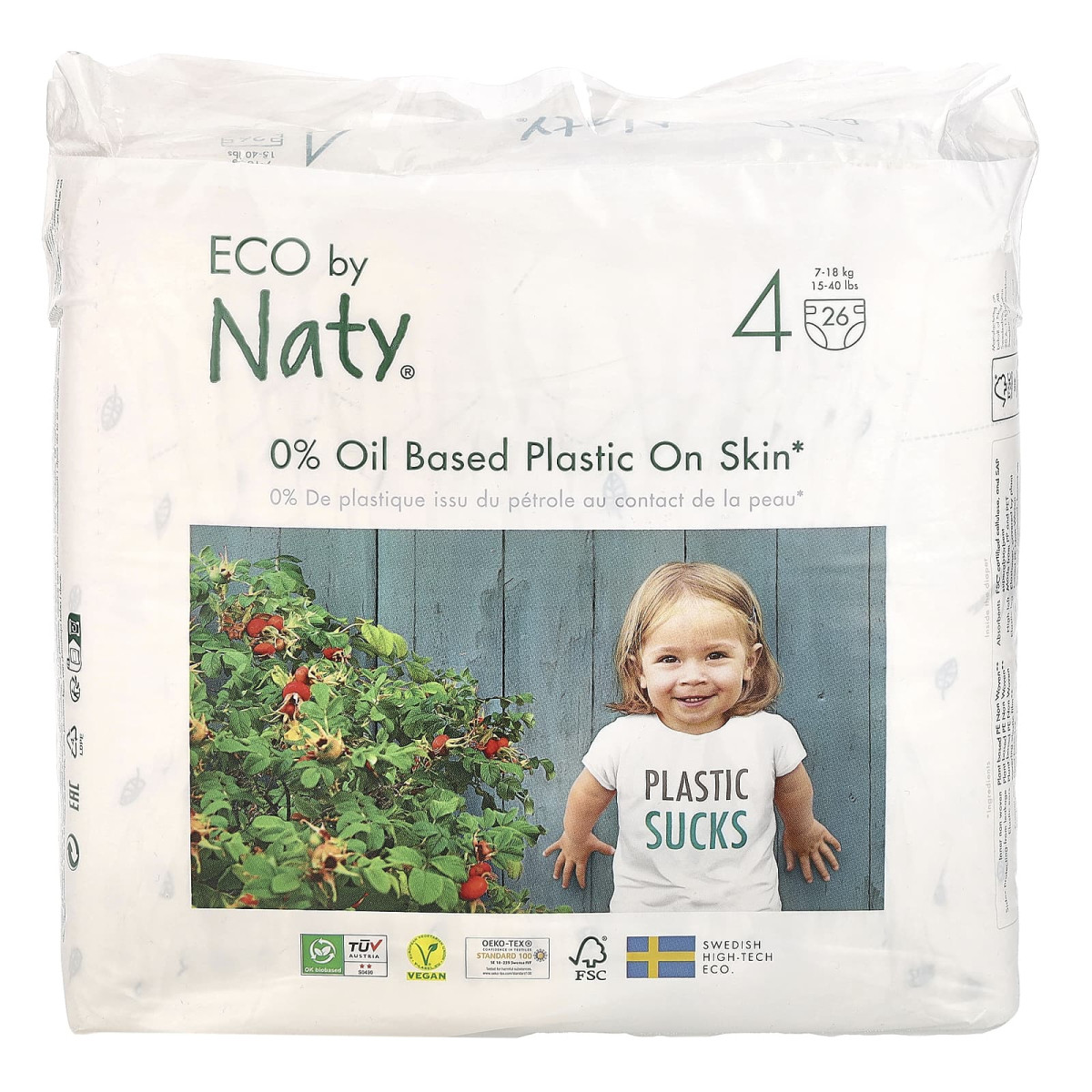 Органічні одноразові підгузники, від 7 до 18 кг, ECO BY NATY,  26 шт