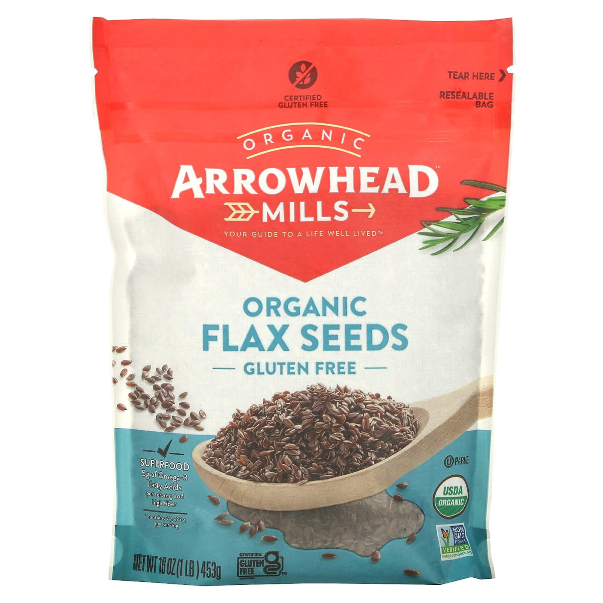 Органічне насіння льону Arrowhead Mills (Organic Flax Seeds) 453 г