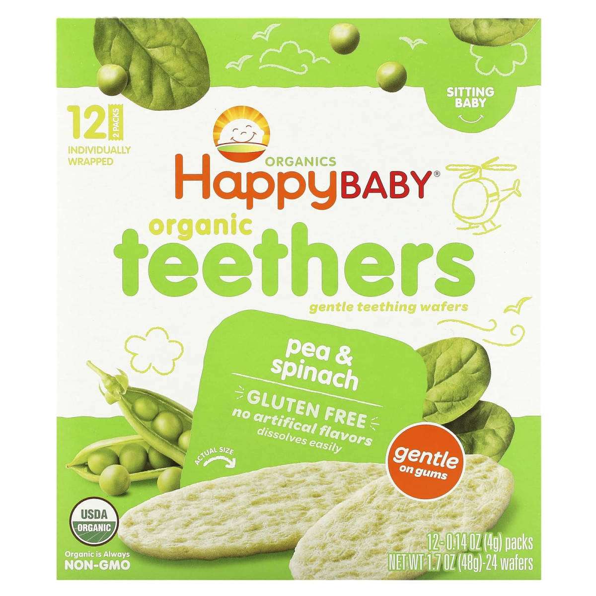 Печиво для прорізування зубів Happy Family Organics (Teething Wafers) 12 шт.