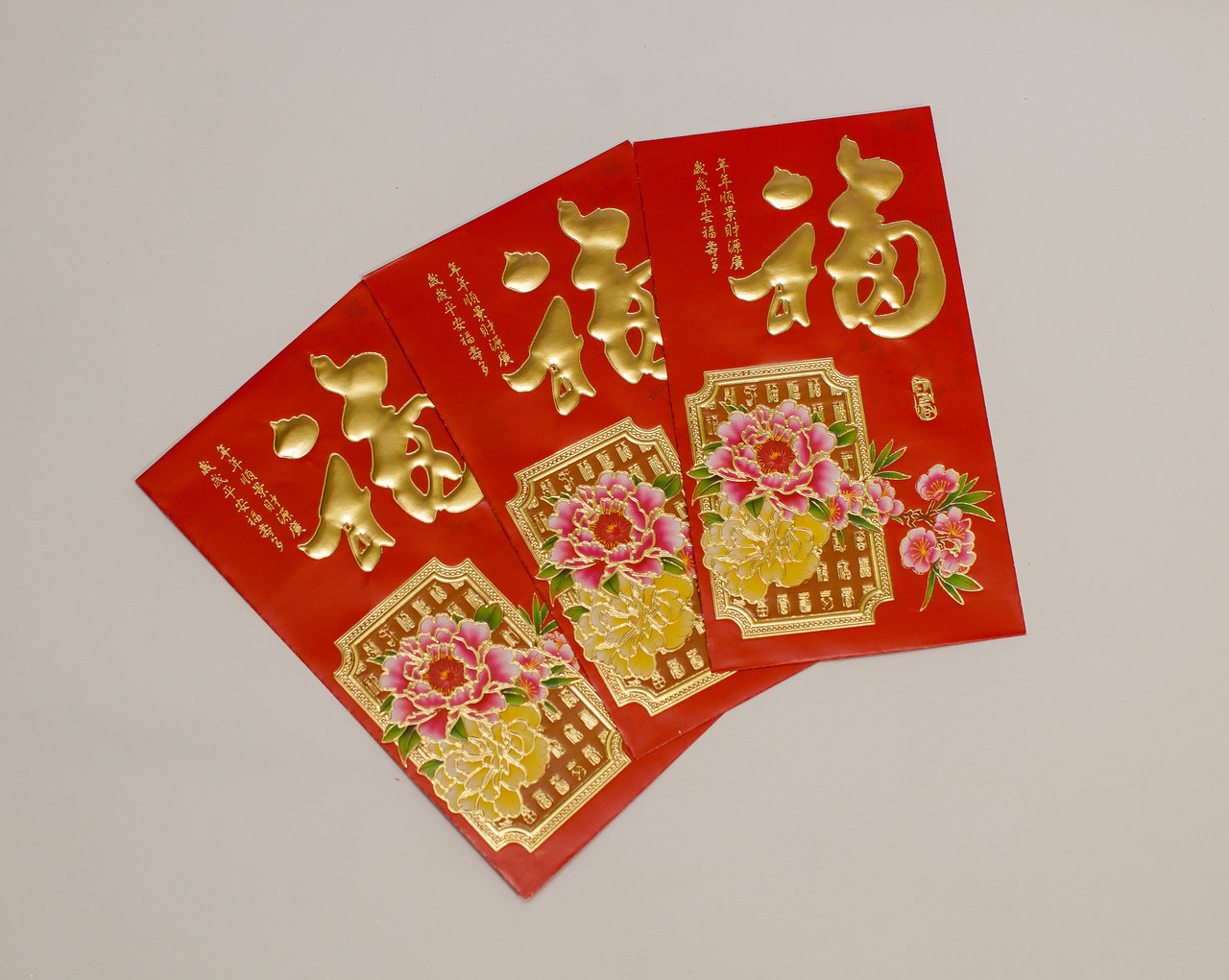 Денежный Конверт "Красный c Цветным Рисунком" 9х16см ( набор 3 шт.), фото 1