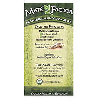 Органический Yerba Mate, свежий зеленый чай, Mate Factor, 24 чайных пакетиков, 2.96 унции (84 г)