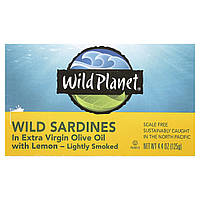 Сардини в олії першого вичавлення з лимоном, Wild Planet, 4,4унціі (125 г)