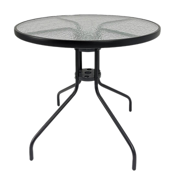 Стіл садовий круглий 4P Arte 80 см з міцною скляною стільницею вуличний для саду, балкона, тераси, кафе