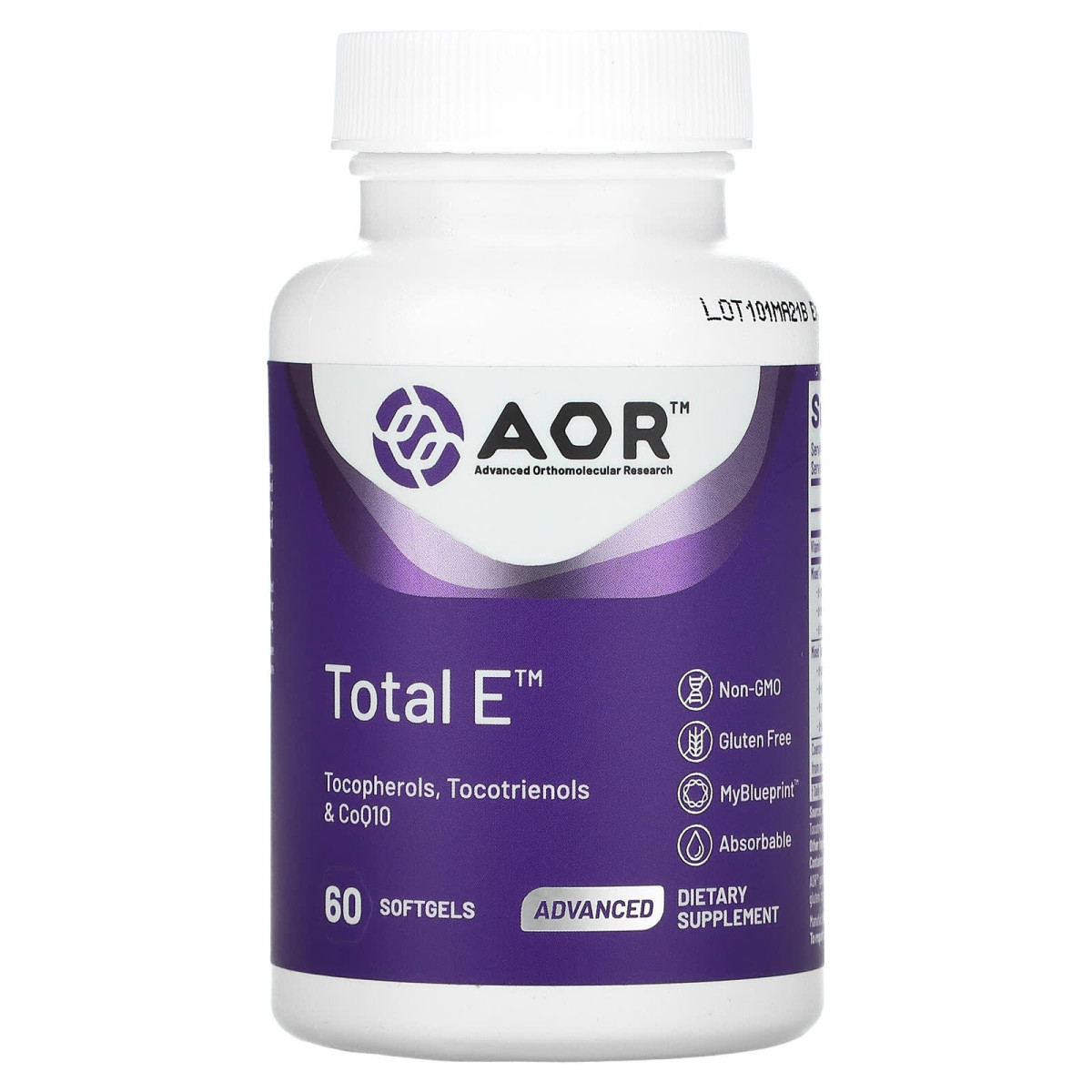 Просунута серія, Total E, комплекс вітаміну Е, Advanced Orthomolecular Research AOR, 60 м'яких таблеток