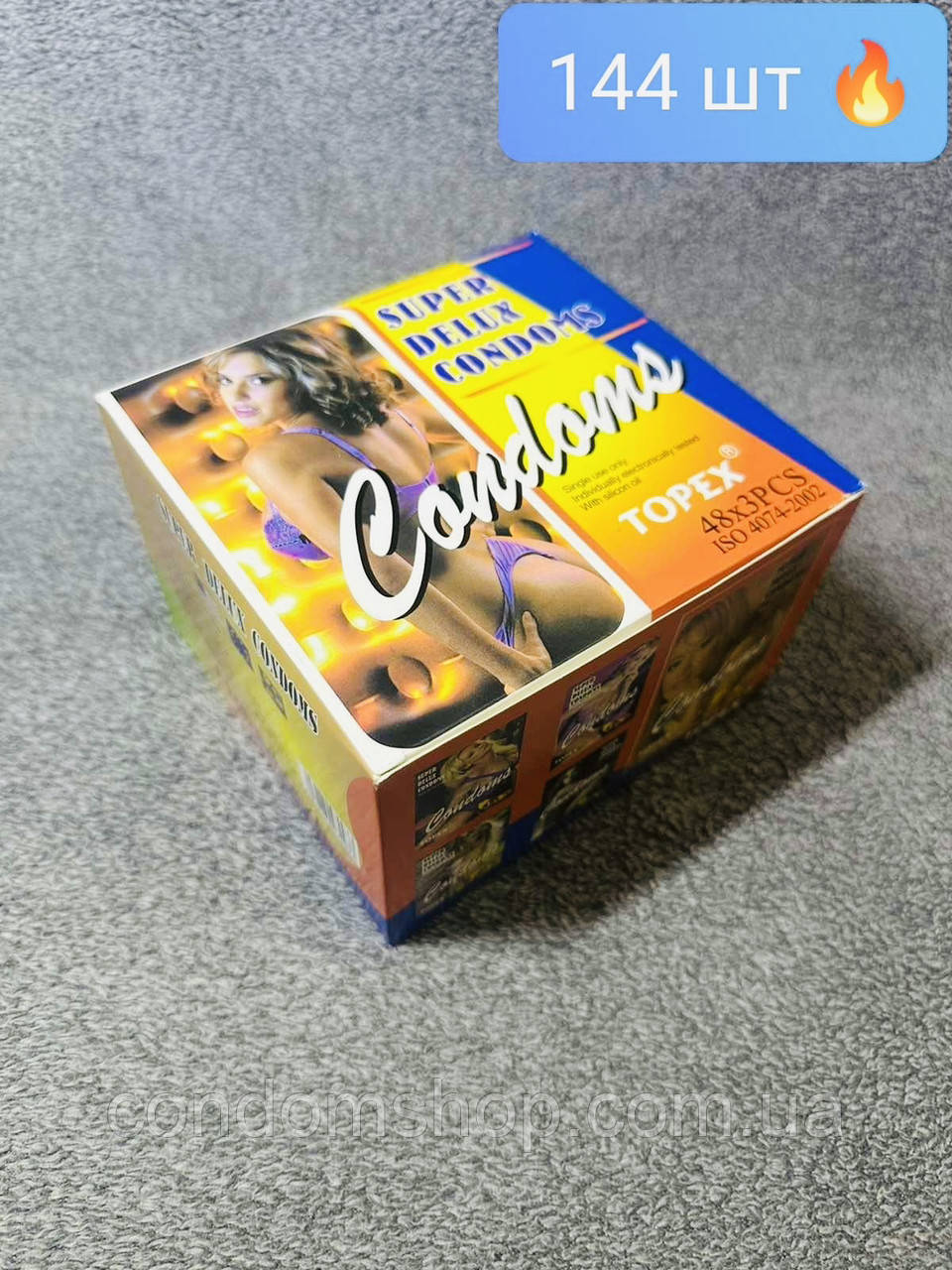 Презервативи Super delux condoms Topex 144 шт (48 *3) гладкі + крапкові 2 види текстур .Надійна якість !