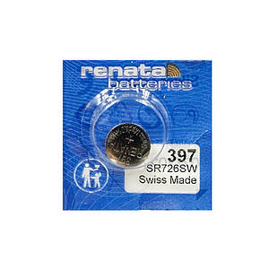 Годинникова батарейка 397 / SR 726 SW / AG2 Renata Silver Oxide (1.55v) 1шт.