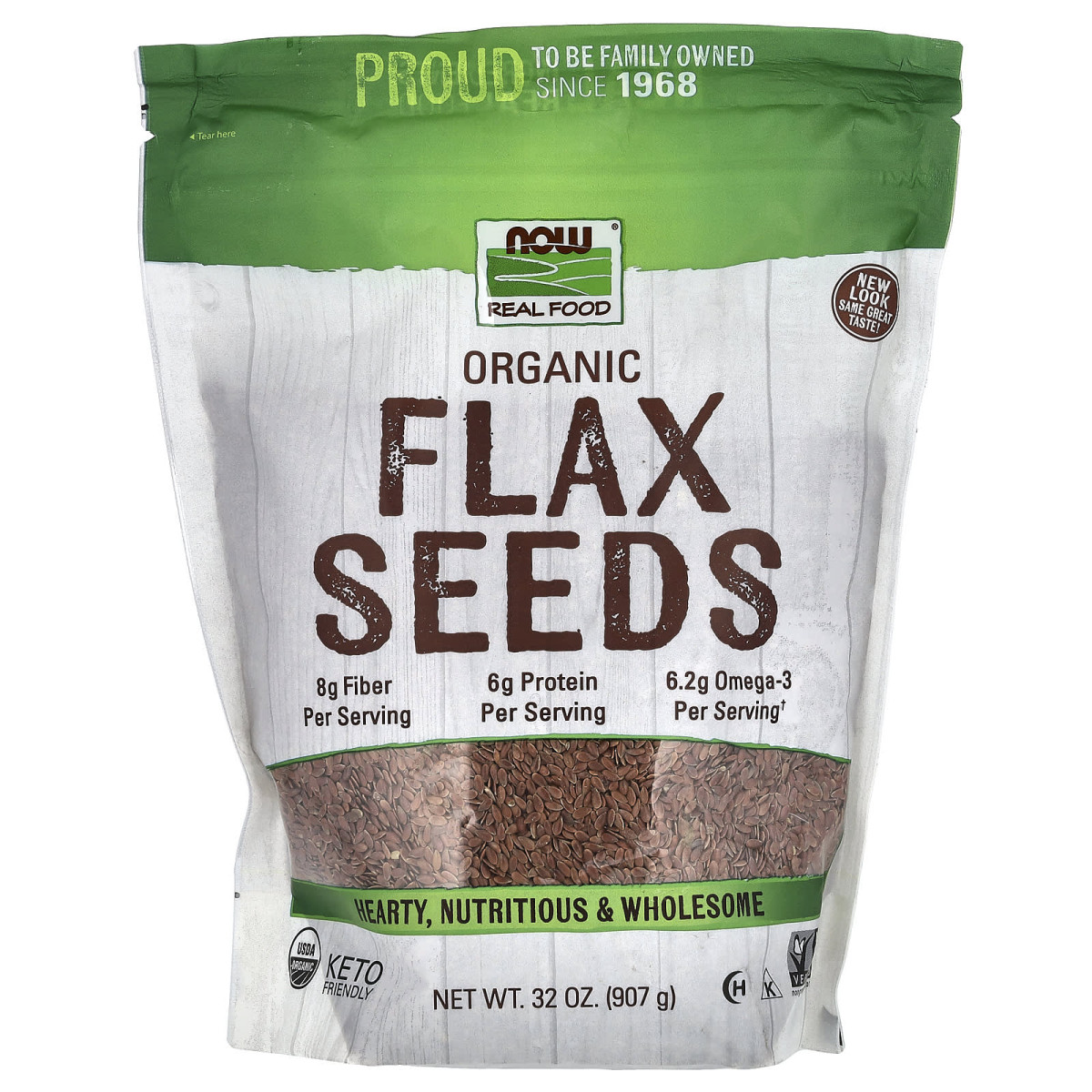 Насіння льону органік Now Foods (Flax Seeds) 907 г