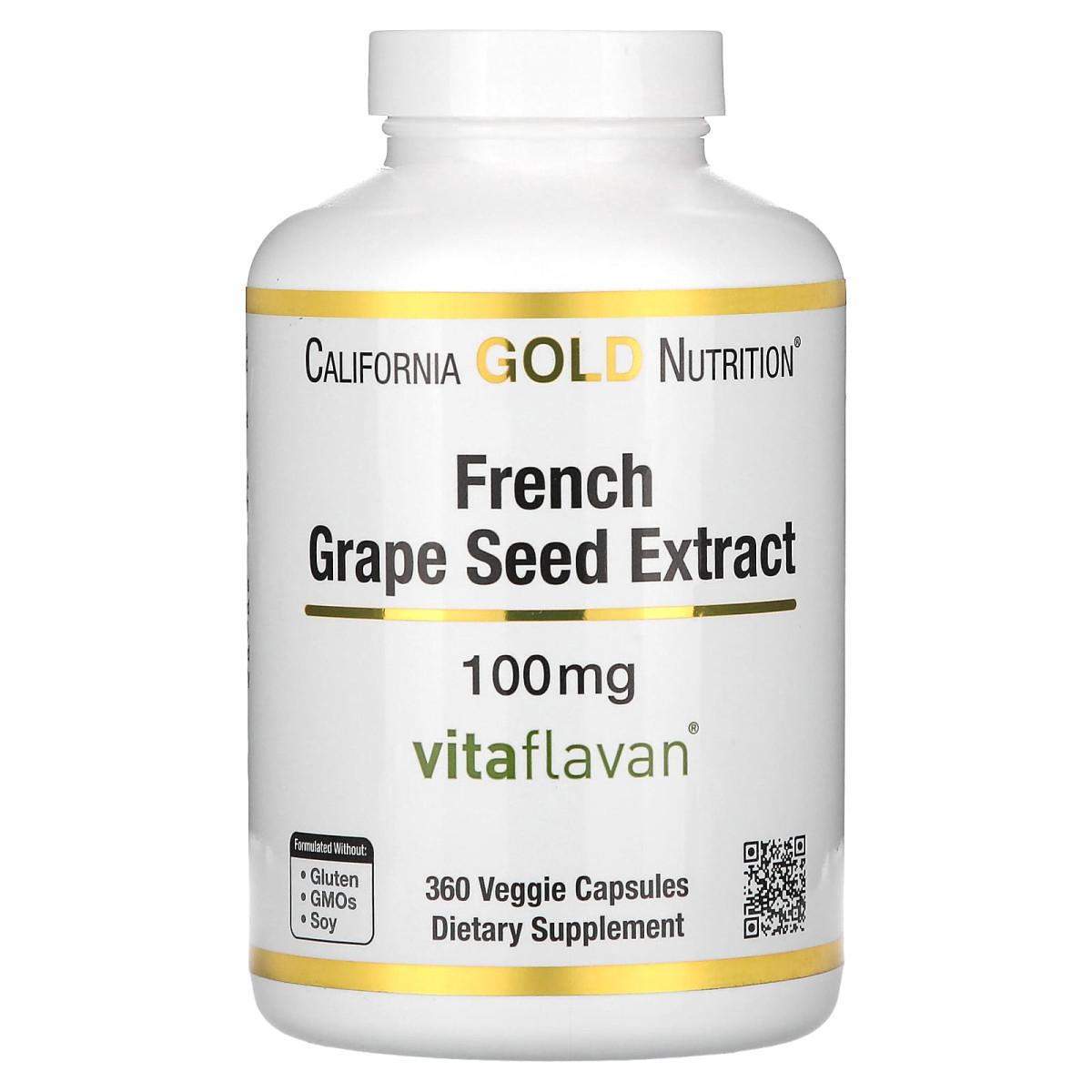 Екстракт кісточок французького винограду California Gold Nutrition (French Grape Seed Extract) 100 мг 360 вегетаріанських капсул