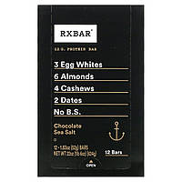 Протеїнові батончики, Шоколад і морська сіль, RXBAR, 12 батончиків, 1,83 унції (52 г) кожен