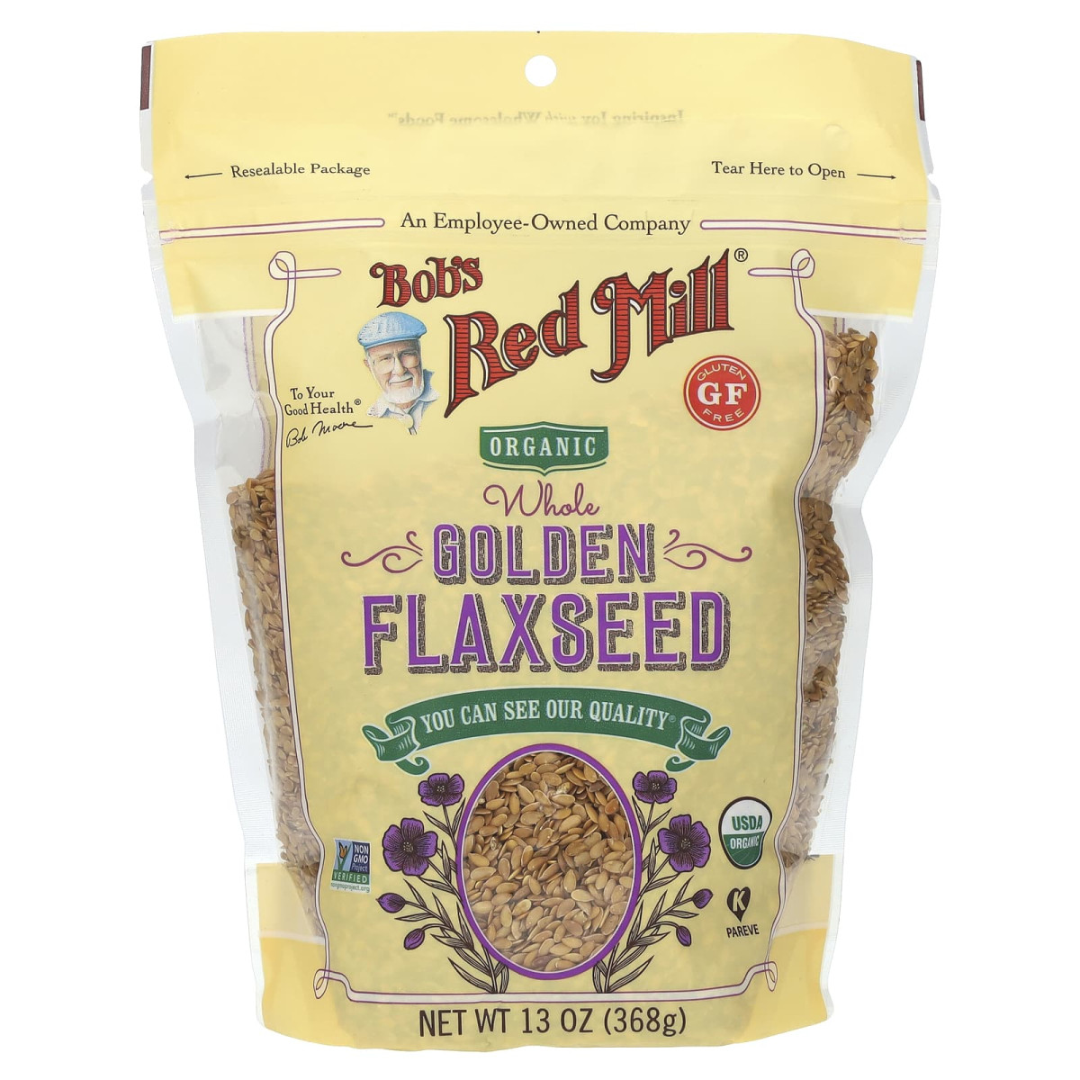 Органічне незбиране золоте лляне насіння Bob's Red Mill (Organic Whole Golden Flaxseed) 368 г