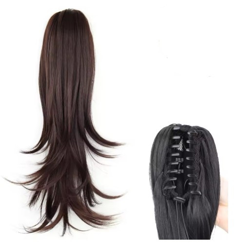 Шиньйон на крабі прямий хвіст коричневий (SHKR-S4-45), фото 1