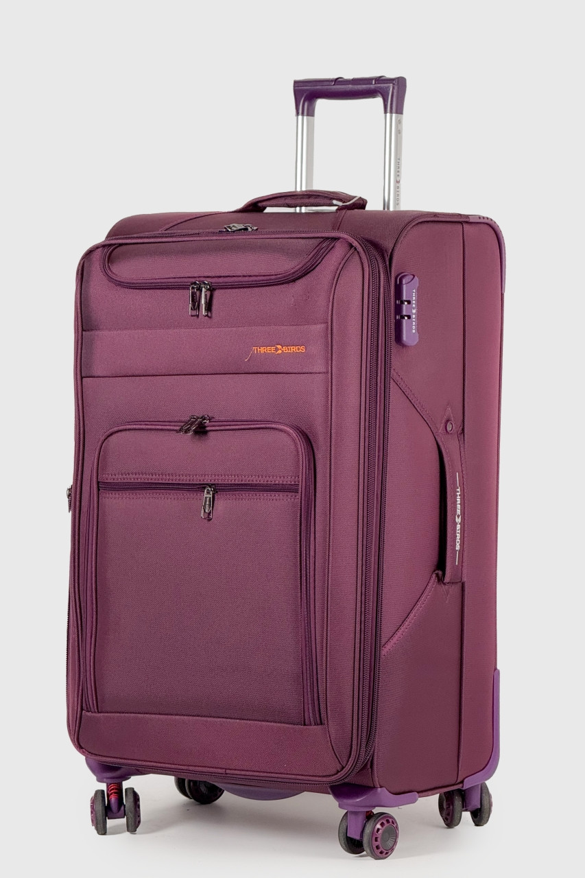 Велика тканинна валіза Three Birds 6016-1-PR фіолетова, фото 1
