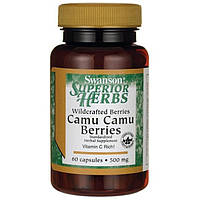Ягоди Каму Камю в дикій природі, Wildcrafted Camu Camu Berries, Swanson, 500 мг, 60 капсул