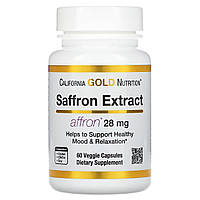 Шафран екстракт з аффроном California Gold Nutrition (Saffron Extract with Affron) 28 мг 60 рослинних капсул