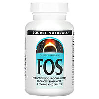 Фруктоолігосахариди), FOS, Source Naturals, 100 таблеток