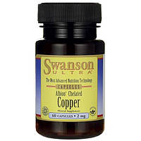 Хілат Меди, Albion Chelated Copper, Swanson, 2 мг, 60 капсул