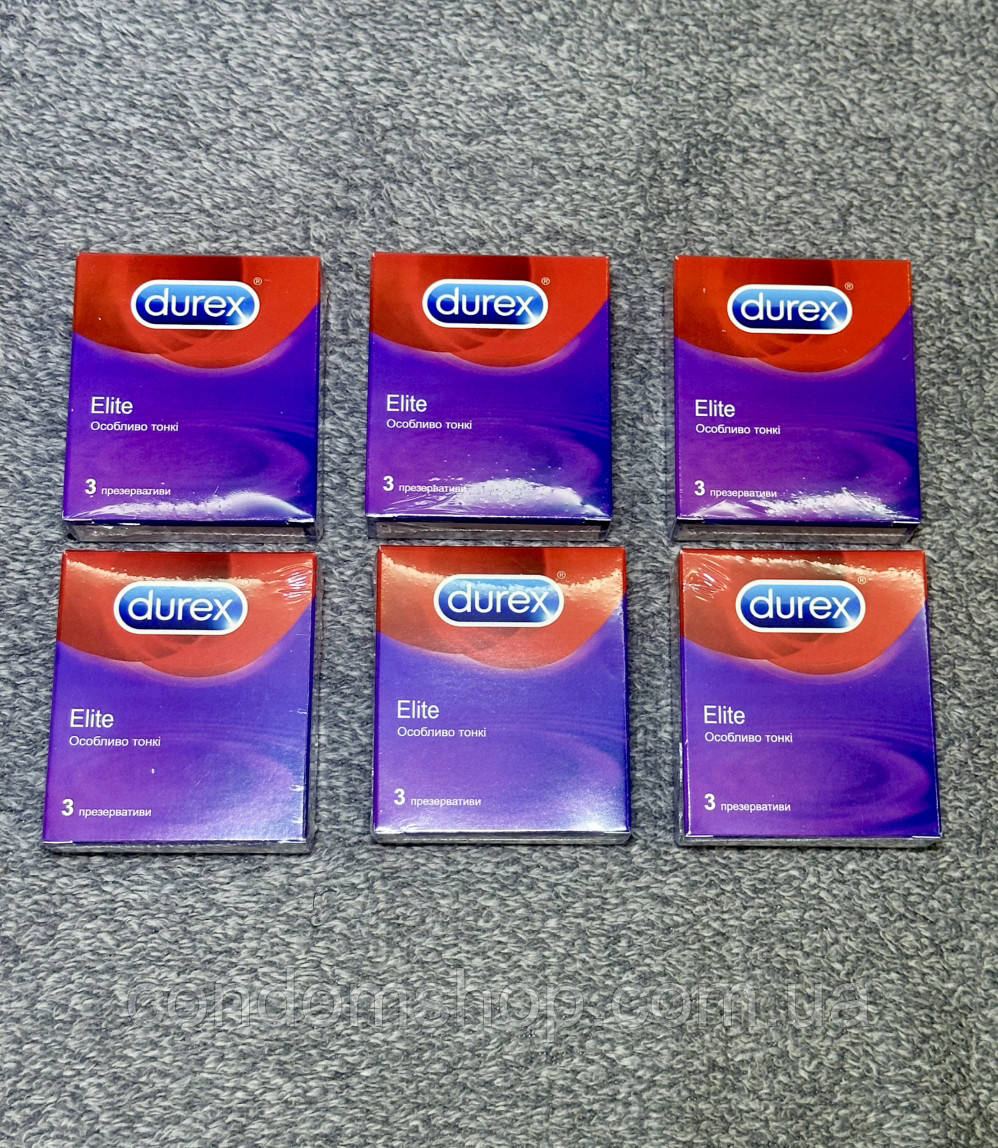Презервативи Durex ELITE Дюрекс особливо тонкі 18 шт./6 пачок,до 2030 р.