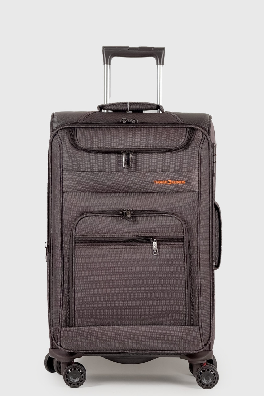 Середня тканинна валіза Three Birds 6016-2-BR коричнева, фото 1