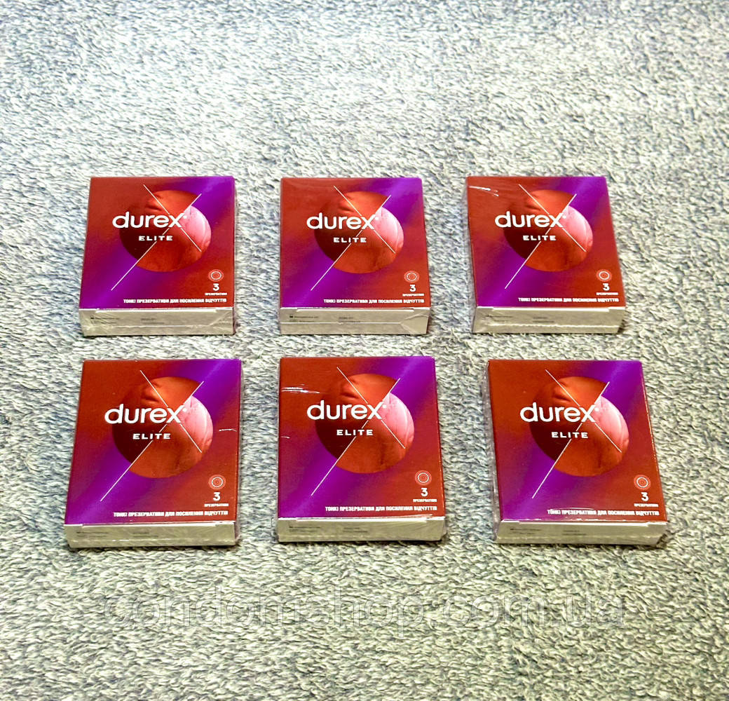 Презервативи Durex ELITE Дюрекс особливо тонкі 18 шт./6 пачок,до 2030 р.