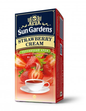 Чай чорний Sun Gardens Strawberry Cream у конвертах 25пак *1,7г (Полуничний крем), фото 1