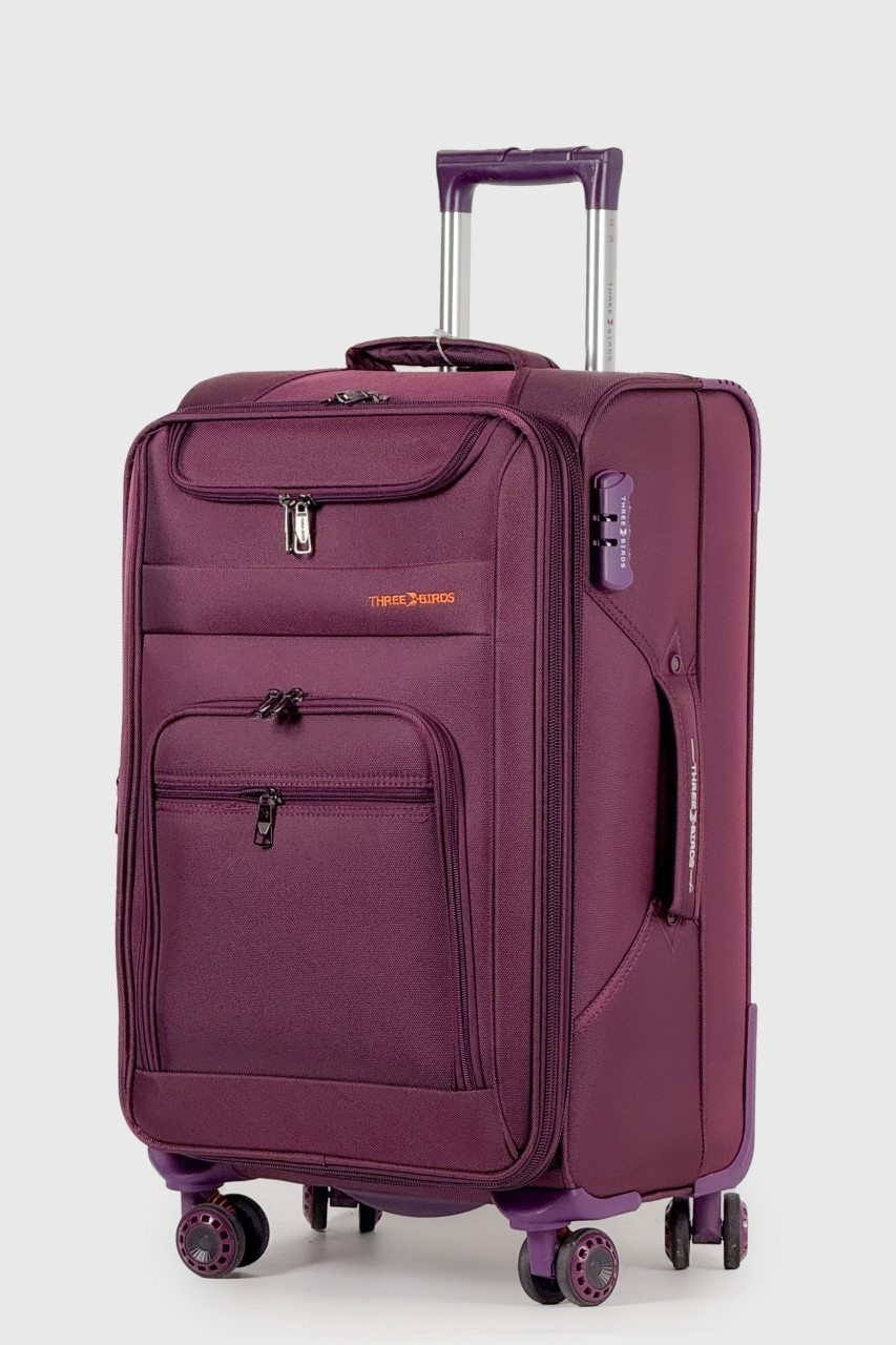 Середня тканинна валіза Three Birds 6016-2-PR фіолетова, фото 1