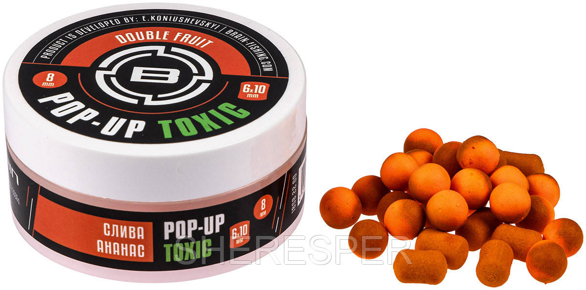 Бойли Brain Toxic Pop-Up Double Fruit (слива + ананас) 8 mm + 6x10 mm 34g