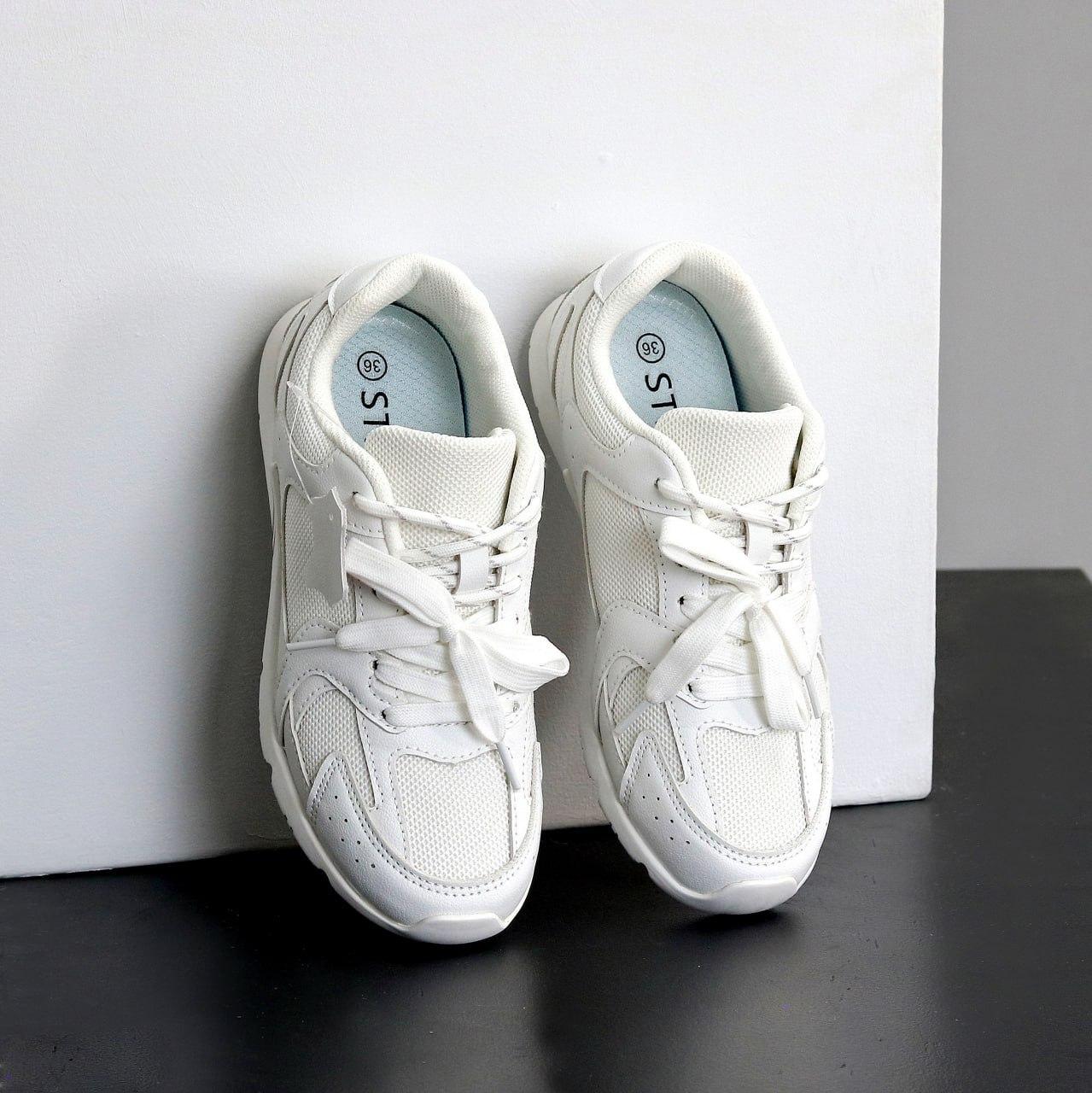 Жіночі молодіжні кеди з двома шнурками модні білі натуральна шкіра+текстиль