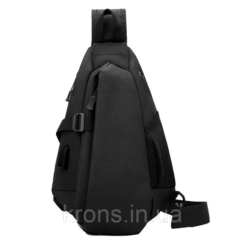 Сумка через плече 905 нагрудна з USB-виходом Black