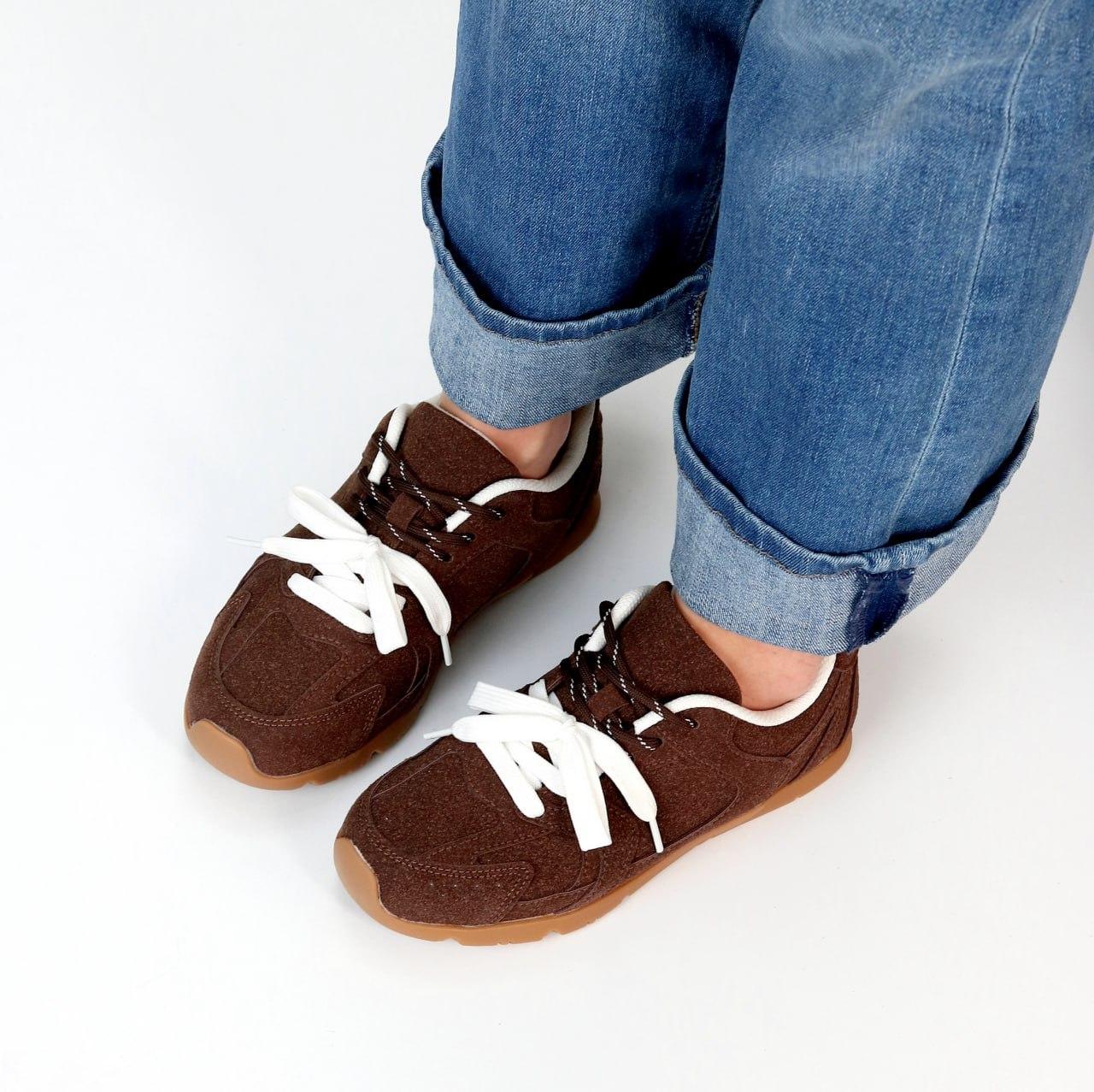 Жіночі молодіжні кеди з двома шнурками модні коричневі натуральна замша