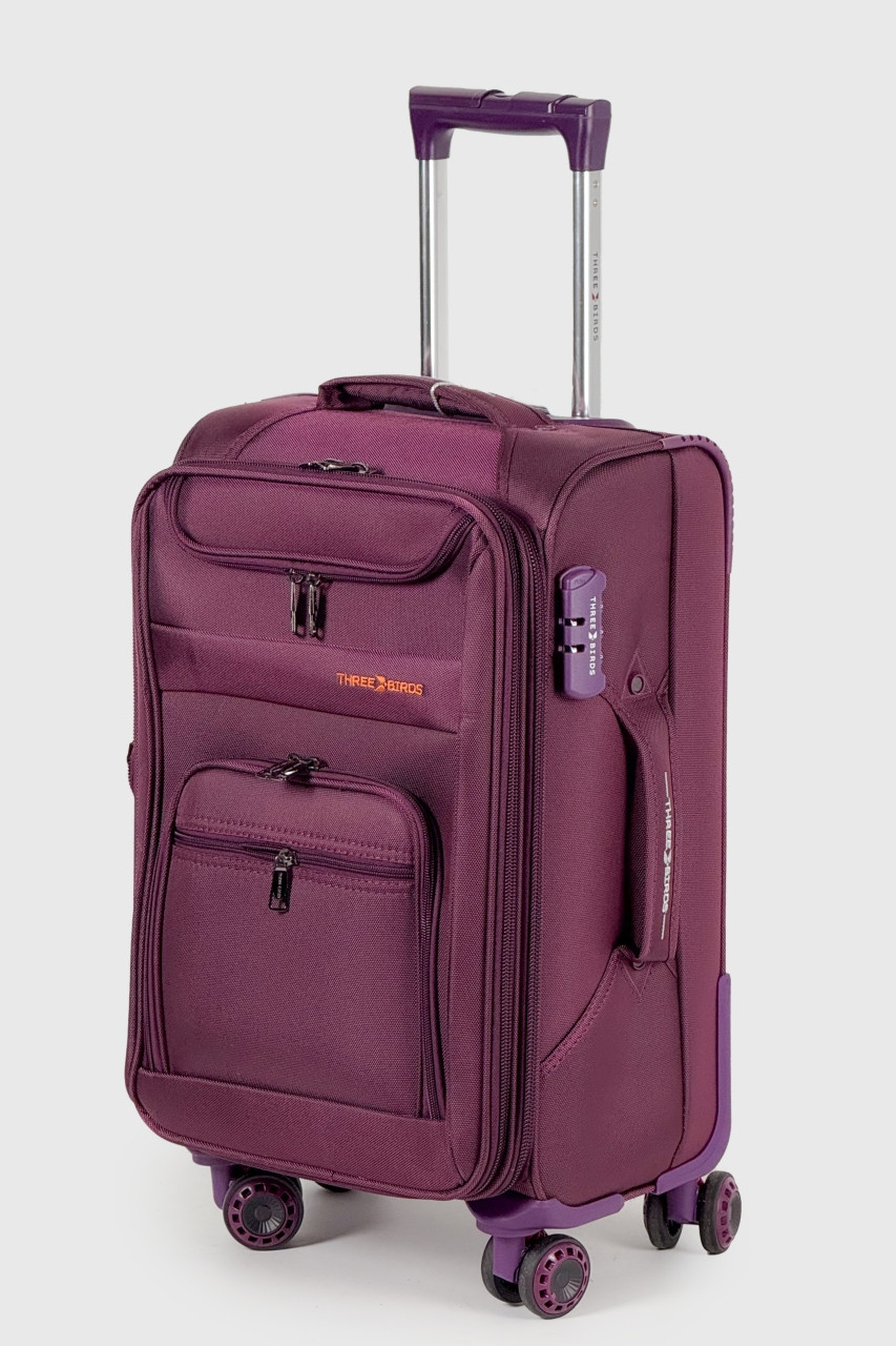 Маленька дорожня валіза тканинна Three Birds 6016-3-PR фіолетовий, фото 1