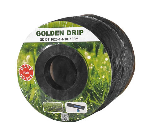 Емітерна крапельна стрічка 8 mil бухта 100 м крок 10 см Golden Drip, фото 1