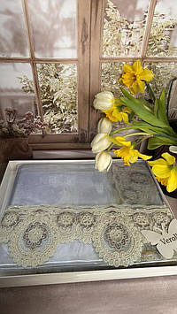 Скатертина силіконова 110/160 см на прямокутний стіл з мереживом вологостійка захисна Туреччина Verolli