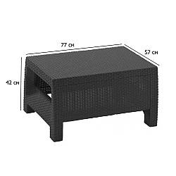 Пластиковий кавовий столик Corfu Table 77х57 см графіт на ніжках для вулиці