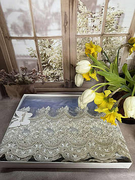 Скатертина силіконова 160/300 см на прямокутний стіл з мереживом вологостійка захисна Туреччина Verolli