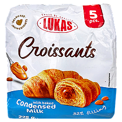 Круасани з згущеним молоком Лукас Lukas condensed milk 5*45g 10шт/ящ (Код: 00-00017468)